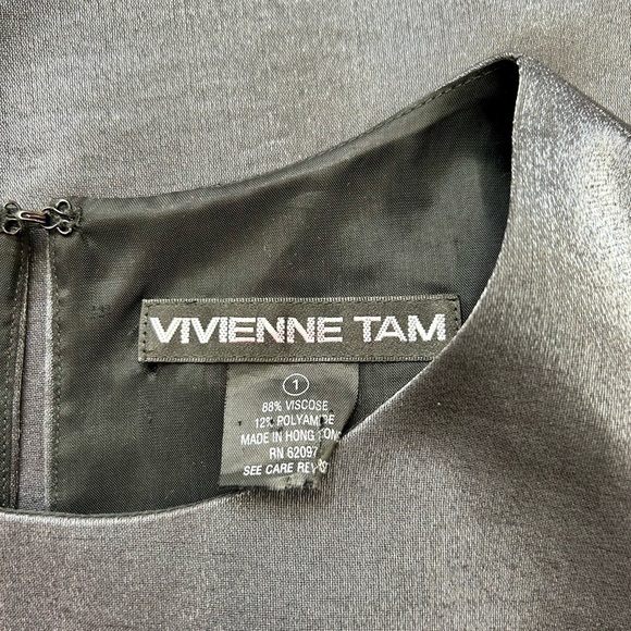 Vivienne Tam Vintage 90s Black Silver Metallic Mini Dress Sleeveless Size XS - Picture 4 of 4